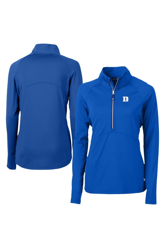 Women's Cutter & Buck Royal Duke Blue Devils DryTec Adapt Eco Knit Stretch Recycled Raglan Half-Zip Top