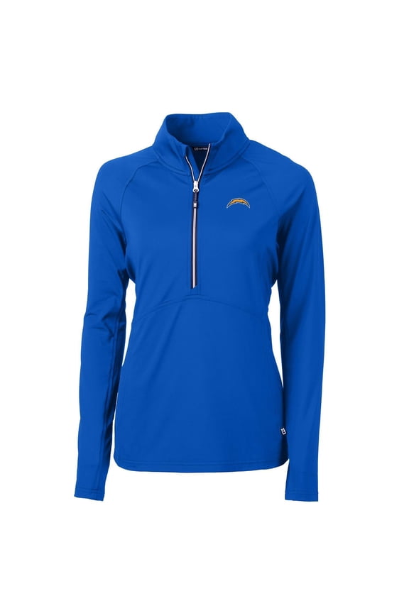 Women's Cutter & Buck Royal Los Angeles Chargers Adapt Eco Knit Half-Zip Pullover Jacket