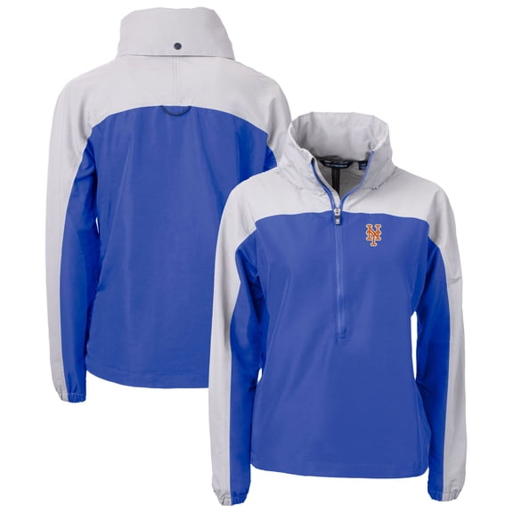 Women's Cutter & Buck Royal New York Mets Charter Eco Recycled Half-Zip Anorak Jacket