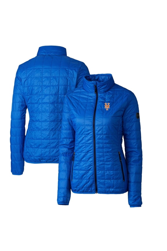 Women's Cutter & Buck Royal New York Mets Rainier PrimaLoft Eco Full-Zip Puffer Jacket