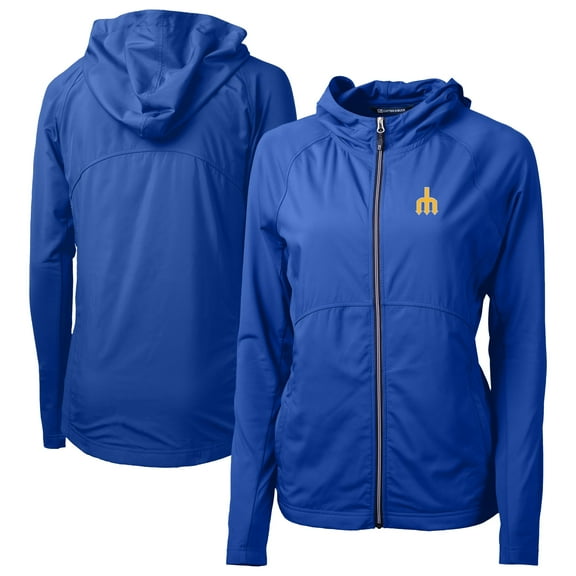 Women's Cutter & Buck Royal Seattle Mariners  Adapt Eco Knit Hybrid Recycled Full-Zip Hoodie