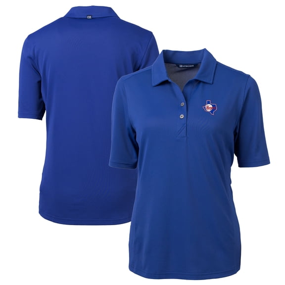 Women's Cutter & Buck Royal Texas Rangers Cooperstown Collection DryTec Virtue Eco Pique Recycled Polo