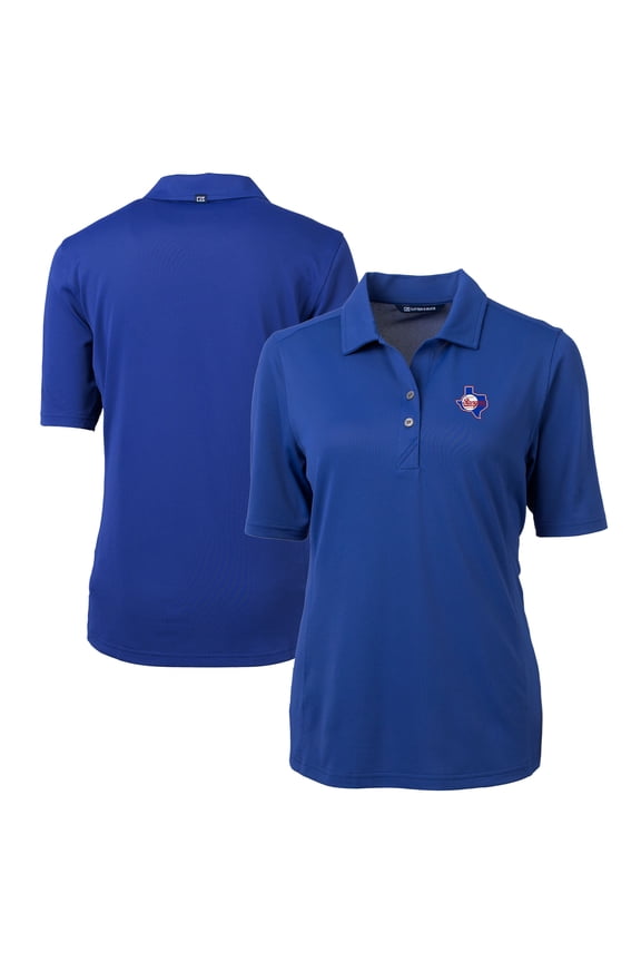 Women's Cutter & Buck Royal Texas Rangers Cooperstown Collection DryTec Virtue Eco Pique Recycled Polo