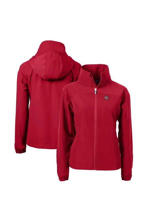 Women's Cutter & Buck  Scarlet San Francisco 49ers Throwback Charter Eco Recycled Full-Zip Jacket