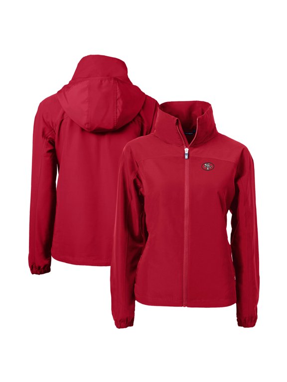 Women's Cutter & Buck Scarlet San Francisco 49ers Throwback Charter Eco Recycled Full-Zip Jacket