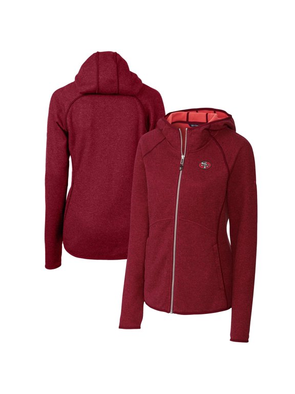 Women's Cutter & Buck Scarlet San Francisco 49ers Throwback Logo Mainsail Full-Zip Jacket