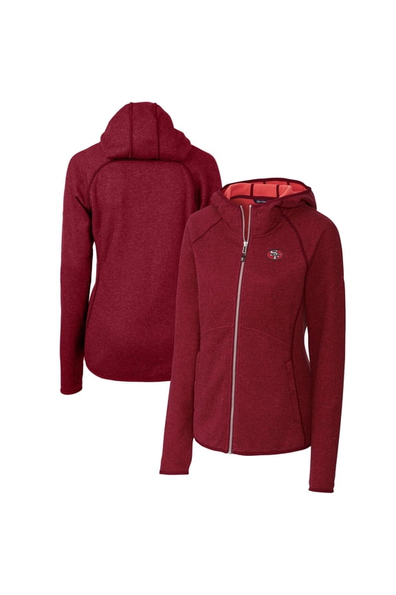 Women's Cutter & Buck Scarlet San Francisco 49ers Throwback Logo Mainsail Full-Zip Jacket