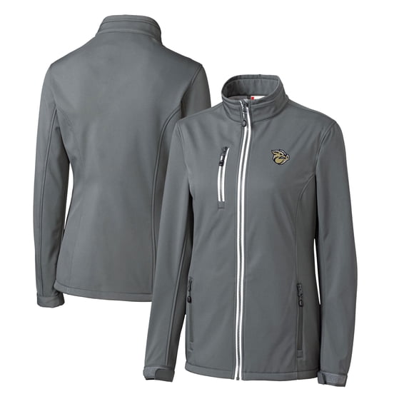 Women's Cutter & Buck Steel Lehigh Valley IronPigs Clique Telemark Eco Stretch Softshell Full-Zip Jacket