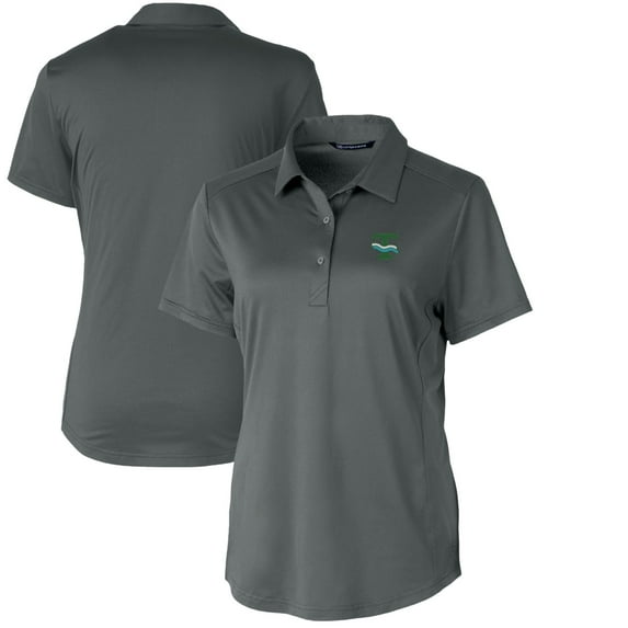 Women's Cutter & Buck Steel Tulane Green Wave Vault Prospect Textured Stretch Polo