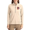 thumbnail image 1 of Women's Cutter & Buck Tan Denver Broncos Throwback Adapt Eco Knit Stretch Recycled Raglan Half-Zip Pullover, 1 of 2