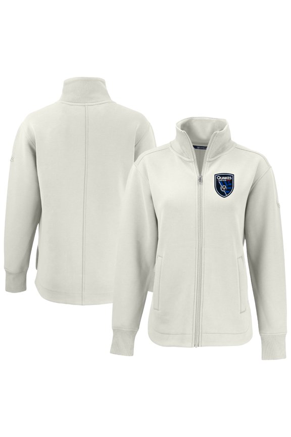 Women's-Cutter & Buck Tan San Jose Earthquakes Roam Eco Full-Zip Recycled Jacket