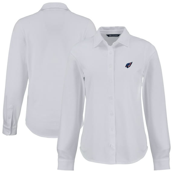 Women's Cutter & Buck White Arizona Cardinals Americana Advantage Eco Soft Pique Tri-Blend Long Sleeve Button-Up Shirt