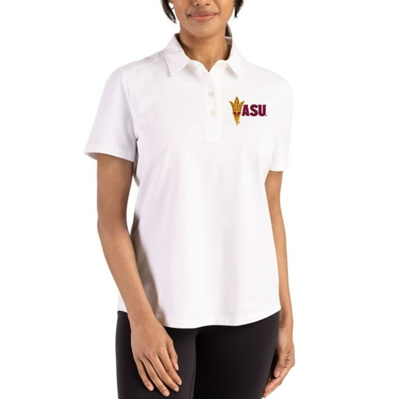 Women's Cutter & Buck White Arizona State Sun Devils Advantage Refresh Epic Confidence Recycled Tri-Blend Pique Polo