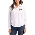 thumbnail image 1 of Women's Cutter & Buck White Arizona State Sun Devils Advantage Tri-Blend Eco Soft Pique Long-Sleeve Knitted Button-Up, 1 of 2
