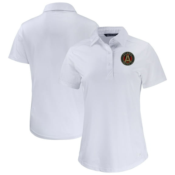 Women's-Cutter & Buck White Atlanta United FC Prospect Eco Textured Stretch Recycled Polo