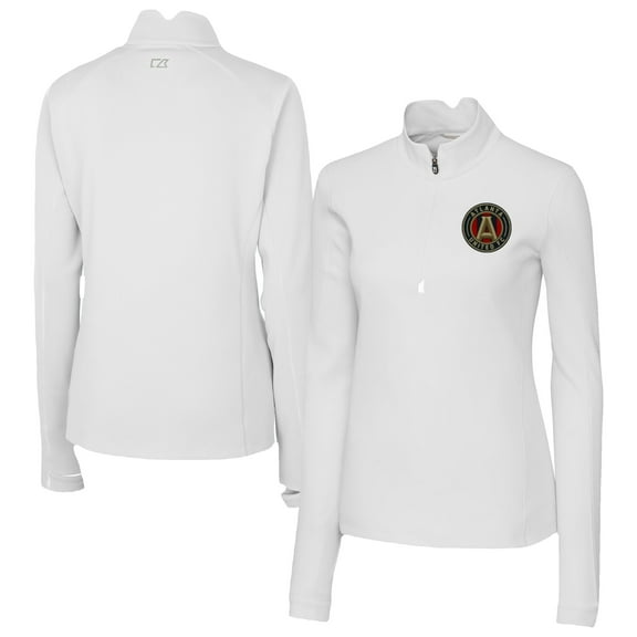 Women's Cutter & Buck White Atlanta United FC Traverse Stretch Eco Quarter-Zip Top