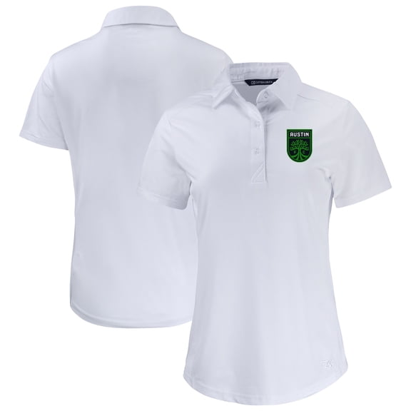 Women's-Cutter & Buck  White Austin FC Prospect Eco Textured Stretch Recycled Polo