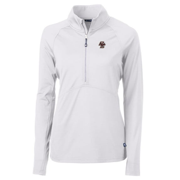 Women's Cutter & Buck White Boston College Eagles Adapt Eco Knit Half-Zip Pullover Jacket