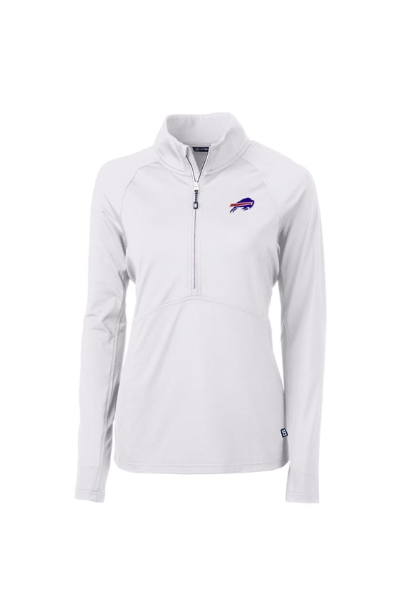 Women's Cutter & Buck White Buffalo Bills Adapt Eco Knit Half-Zip Pullover Jacket