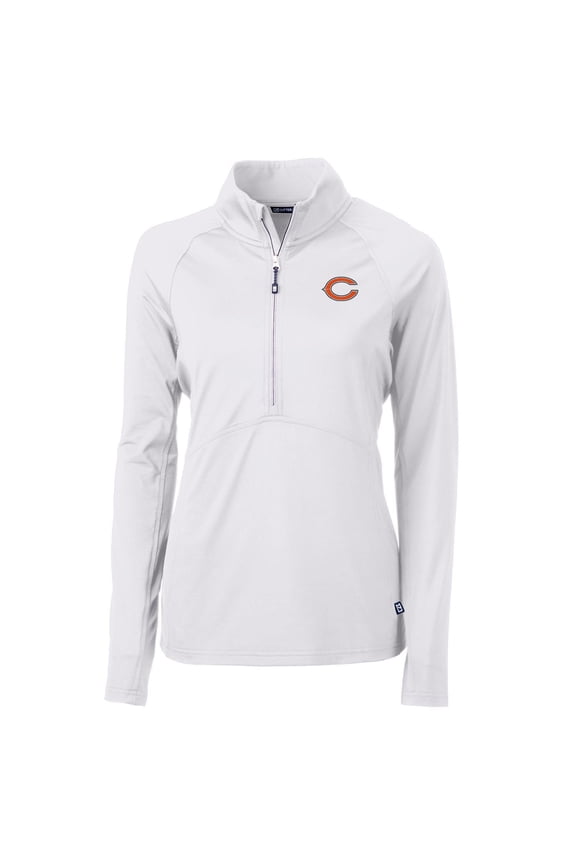 Women's Cutter & Buck White Chicago Bears Adapt Eco Knit Half-Zip Pullover Jacket