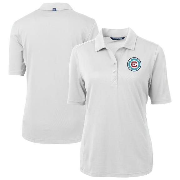 Women's-Cutter & Buck White Chicago Fire Virtue Eco Pique Recycled Polo