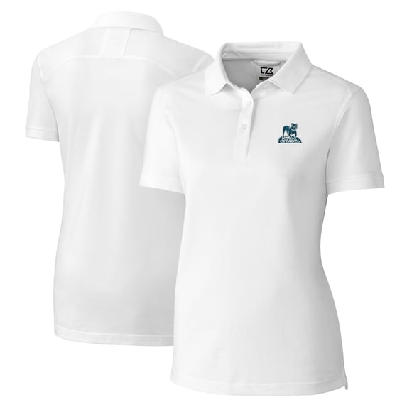 Women's Cutter & Buck White Citadel Bulldogs Vault DryTec Advantage Tri-Blend Pique Womens Polo