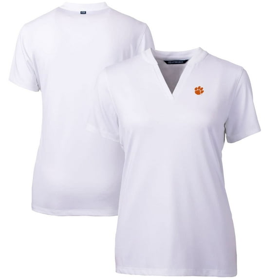 Women's Cutter & Buck White Clemson Tigers Forge Blade V-Neck Top