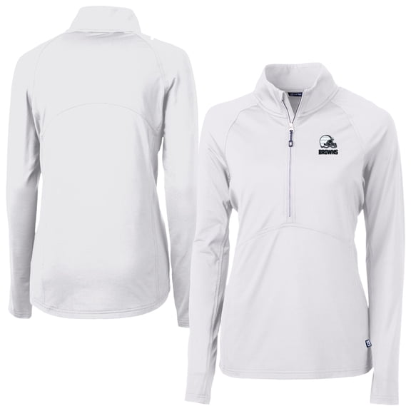 Women's Cutter & Buck  White Cleveland Browns Adapt Eco Knit Stretch Recycled Half-Zip Pullover Top