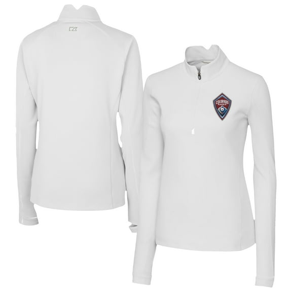 Women's Cutter & Buck  White Colorado Rapids Traverse Stretch Eco Quarter-Zip Top