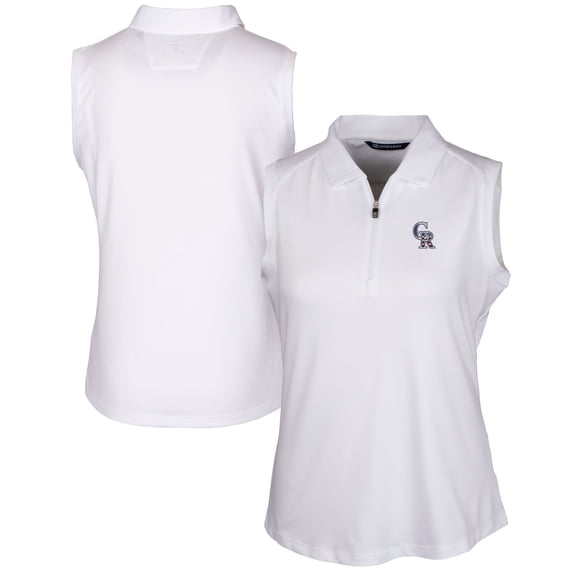 Women's Cutter & Buck White Colorado Rockies Americana Logo DryTec Forge Stretch Sleeveless Polo