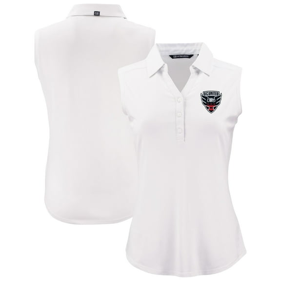 Women's Cutter & Buck White D.C. United Forge Eco Stretch Recycled Sleeveless Polo