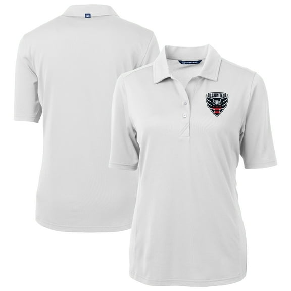 Women's-Cutter & Buck  White D.C. United Virtue Eco Pique Recycled Polo