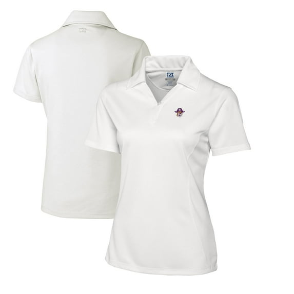 Women's Cutter & Buck White ECU Pirates CB DryTec Genre Textured Solid Polo