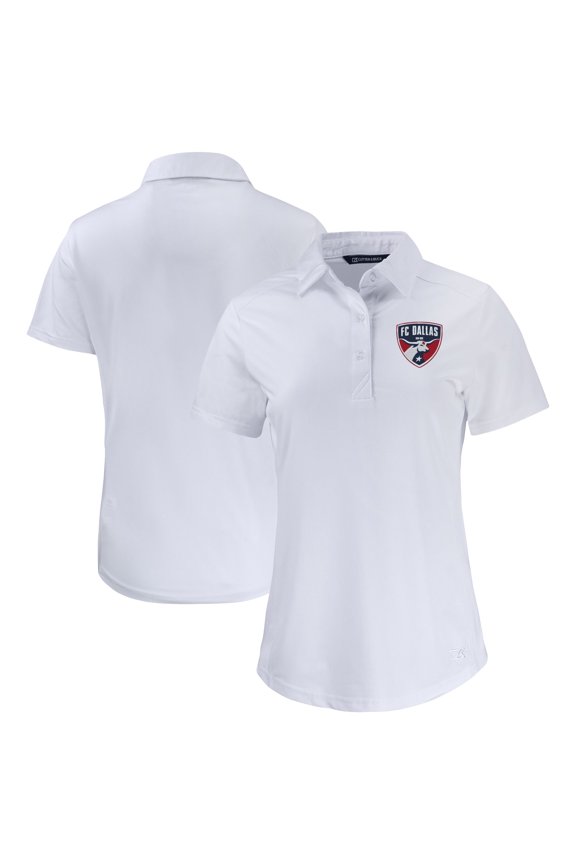 Women's-Cutter & Buck White FC Dallas Prospect Eco Textured Stretch Recycled Polo