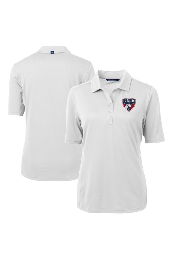 Women's-Cutter & Buck White FC Dallas Virtue Eco Pique Recycled Polo