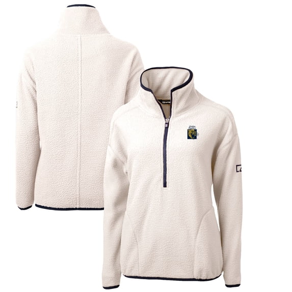 Women's Cutter & Buck White FIU Panthers Cascade Eco Sherpa Fleece Half-Zip Pullover Jacket