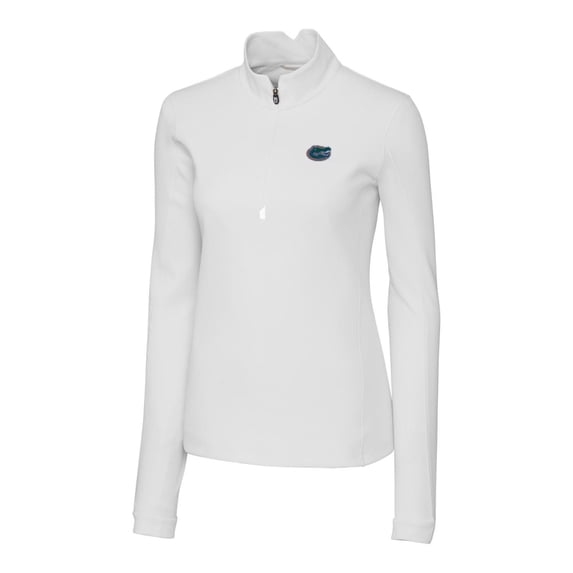 Women's Cutter & Buck White Florida Gators Traverse Half-Zip Pullover Jacket