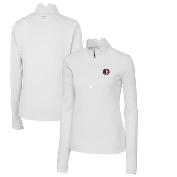 Women's Cutter & Buck White Florida State Seminoles Traverse Stretch Quarter-Zip Pullover Top