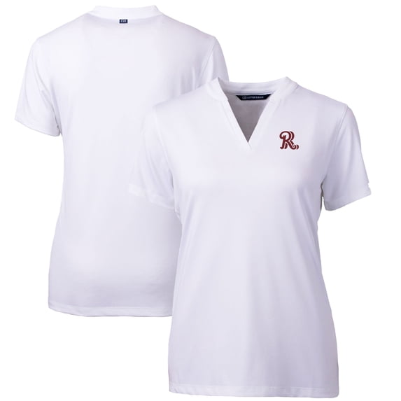 Women's Cutter & Buck White Frisco RoughRiders Forge DryTec Heathered Stretch Blade Top