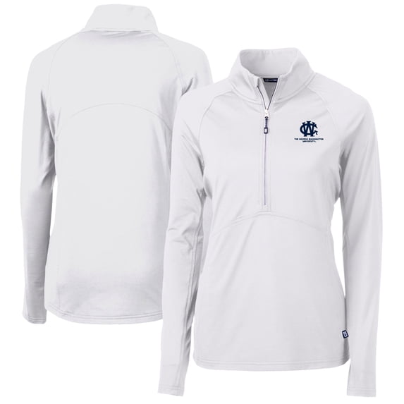 Women's Cutter & Buck White George Washington University Vault DryTec Adapt Eco Knit Stretch Recycled Raglan Half-Zip