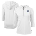 thumbnail image 1 of Women's Cutter & Buck White George Washington University Vault DryTec Virtue Eco Pique Recycled 3/4-Sleeve Half-Zip, 1 of 3