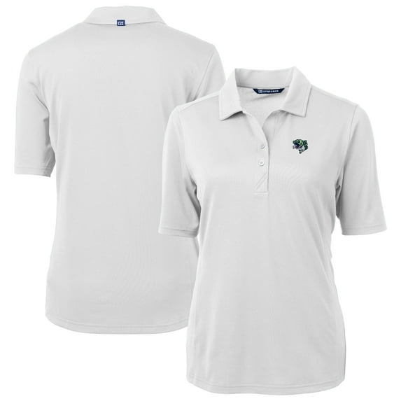 Women's Cutter & Buck White Gwinnett Stripers Virtue DryTec Eco Pique Recycled Polo