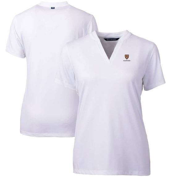 Women's Cutter & Buck White Harvard Crimson Forge Blade V-Neck Top
