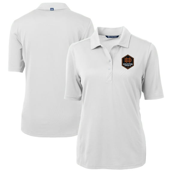 Women's-Cutter & Buck White Houston Dynamo FC Virtue Eco Pique Recycled Polo
