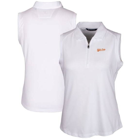Women's Cutter & Buck White Idaho State Bengals DryTec Forge Stretch Sleeveless Polo