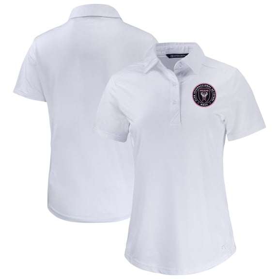 Women's-Cutter & Buck  White Inter Miami CF Prospect Eco Textured Stretch Recycled Polo