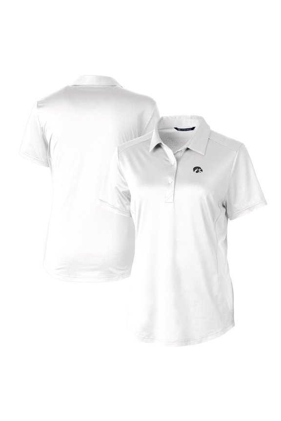 Women's Cutter & Buck White Iowa Hawkeyes Prospect Textured Stretch Polo