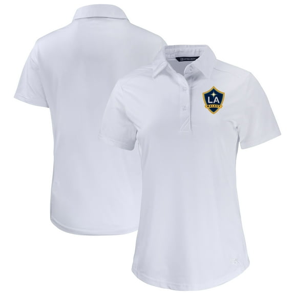 Women's-Cutter & Buck White LA Galaxy Prospect Eco Textured Stretch Recycled Polo