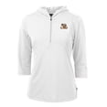 thumbnail image 1 of Women's Cutter & Buck White LSU Tigers Virtue Eco Pique 3/4 Sleeve Half-Zip Pullover Hoodie, 1 of 1