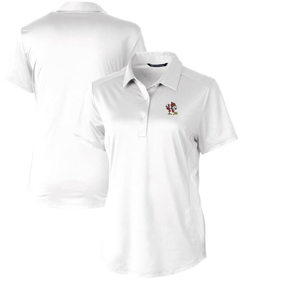 Women's Cutter & Buck White Louisville Cardinals Vault Prospect Textured Stretch Polo